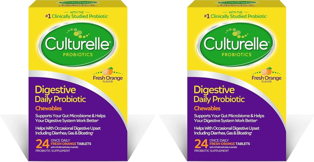 Culturelle Digestive Health Daily Probiotic Chewables, Probiotic for Men and Women, Οι περισσότεροι κλινικά Σπουδασμένο Probiotic Strain, 10 δισεκατομμύρια CFUs, Υποστηρίζει Occasional Diarrhea, Gas & Bloating, 24 Count