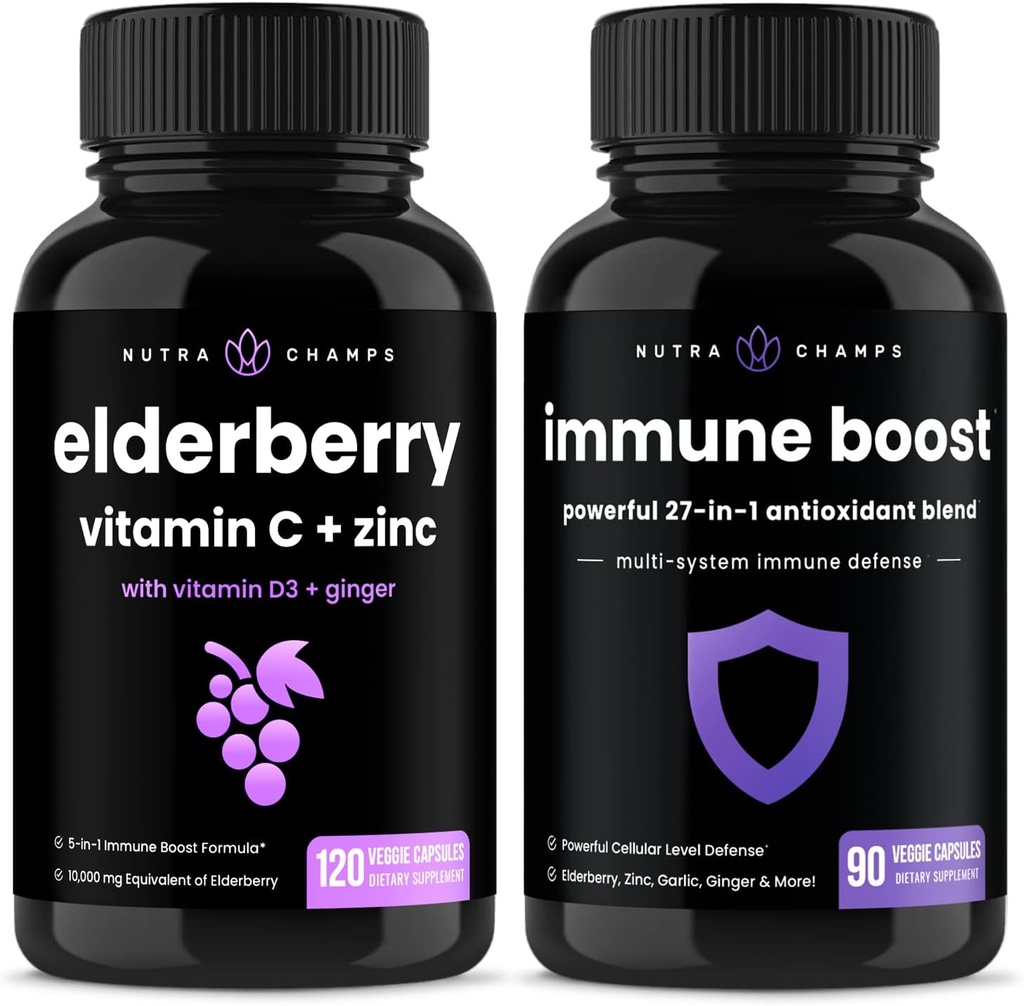 NutraChamps Elderberry και (2-πακέτο) ανοσοενισχυτικό πακέτο
