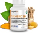 Organixx USDA Organic Turmeric Curcumin Supplement with Ashwagandha, Turmeric & Ginger – Immune & Joint Support, Fermented for Maximum Bioavailability, 60 Vegetarian Capsules