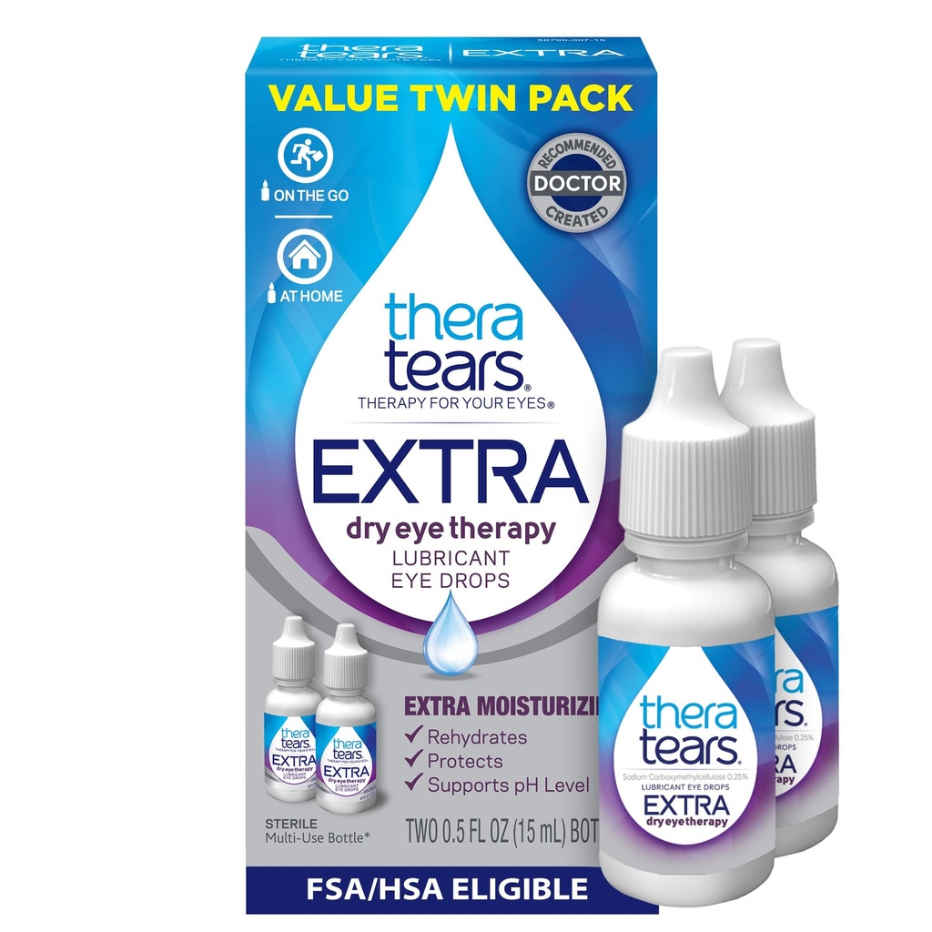 TheraTears Extra Dry Eye Drops, Twin Pack, 2 μπουκάλια x 0.5 fl oz (πακέτο του 1)