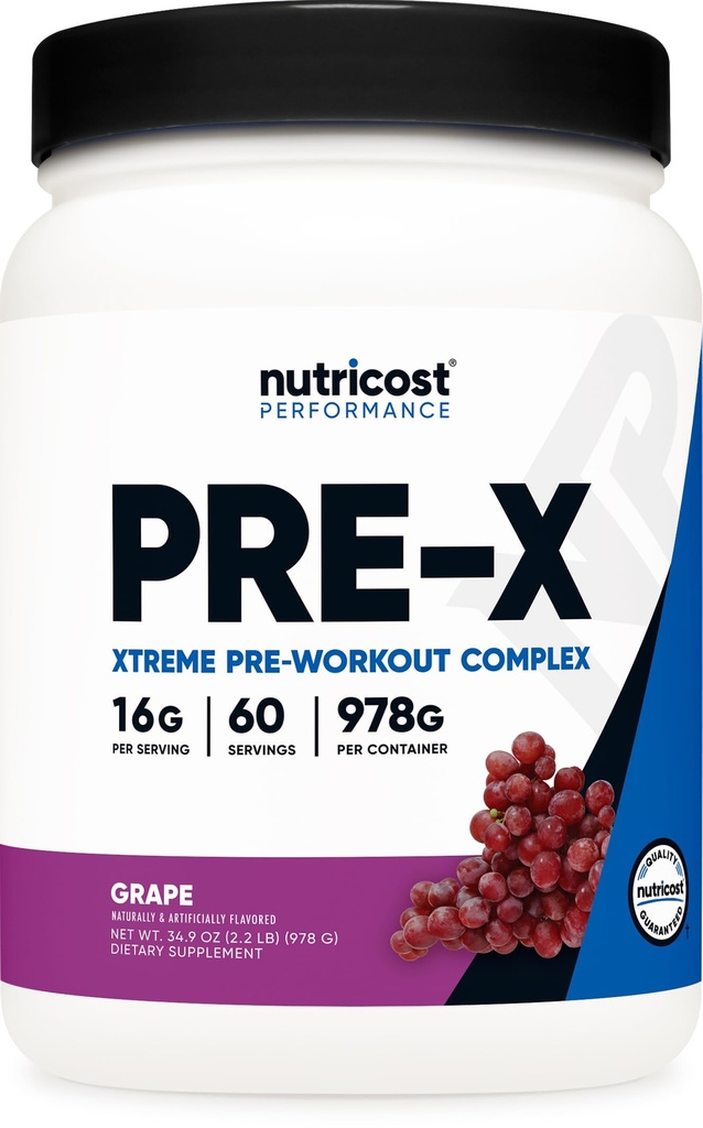 Nutricost Pre-X Xtreme Pre-Educate Complex σκόνη, Σταφύλι, 60 εξυπηρετούν, χορτοφάγους, μη ΓΤΟ και χωρίς γλουτένη