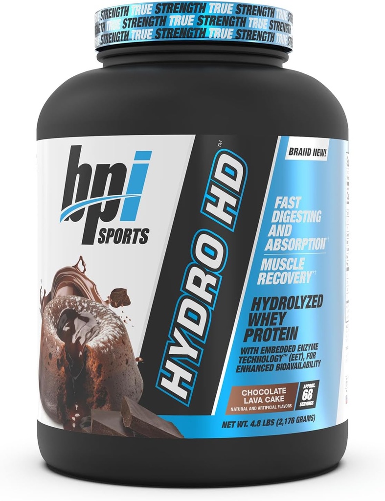 BPI Sports Hydro HD - 100% Hydrolyzed Whey Protein Powder - μυϊκή ανάπτυξη, ανάκτηση, 25g Hydrolyzed Protein, χαμηλή υδατάνθρακες, χαμηλή ζάχαρη, γρήγορη απορρόφηση (68 Σερβίρει, κέικ σοκολάτας Lava)