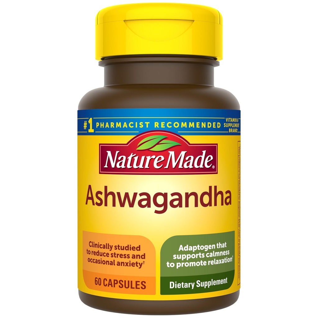 Nature Made Ashwagandha κάψουλες 125mg για υποστήριξη του στρες, 60 κάψουλες, 60 ημέρες προσφοράς