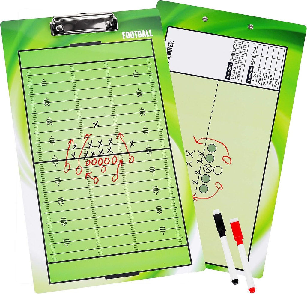 BEIGTERLINE Ποδόσφαιρο Coaching Board Διπλό Sided Dry-Erase Clipboard for American Football Coaches - Έρχεται με 2 Σβήσιμο στυλό