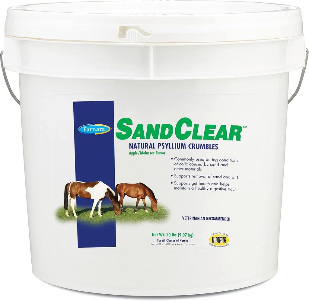 Farnam SandClear Psyllium Crumbles συμπλήρωμα για τα άλογα, βοηθά να αφαιρέσετε άμμο από Colon & υποστηρίζει Digestive Υγεία, Apple / Molass Γεύση, 20 lbs.