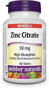 Webber Naturals Ψευδάργυρος Κιτρικό 50 mg, 180 δισκία
