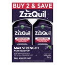 ZzzQuil Liquid, Max Δύναμη Πόνος Reliever, Νυχτερινή βοήθεια ύπνου Liquid, Acetaminophen 1000mg, Diphenhydramine 50mg HCI, Μη-Habit Forming, Midnight Berry Flavored, 2 Pack, 24 FL OZ