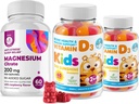 Vitamin D Gummies for Kids&Adults 2000 IU and Magnesium Gummies - Υγιεινή βιταμίνη D3 Συμπληρώματα 1000IU - Χορτοφαγική Ζελατίνη-Free Ανοσολογική Υποστήριξη με χωρίς ζάχαρη Μαγνήσιο Ήρεμες Μασούσες για Παιδιά & Ενήλικες