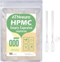 000 Empty Vegan Κάψουλες με 2 Micro Spoons - 100 Count Empty Vegetarian Κάψουλες - Empty Pill Caps for Powders Συμπληρώματα