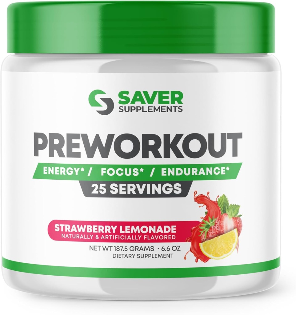 Προ προπόνησης σε σκόνη με Beta Alanine, Creatine Monohydrate, BCAA, L Citrulline, L Arginine και Caffeine - Φράουλα Λεμονάδα Γεύση - 25 Σερβίρει