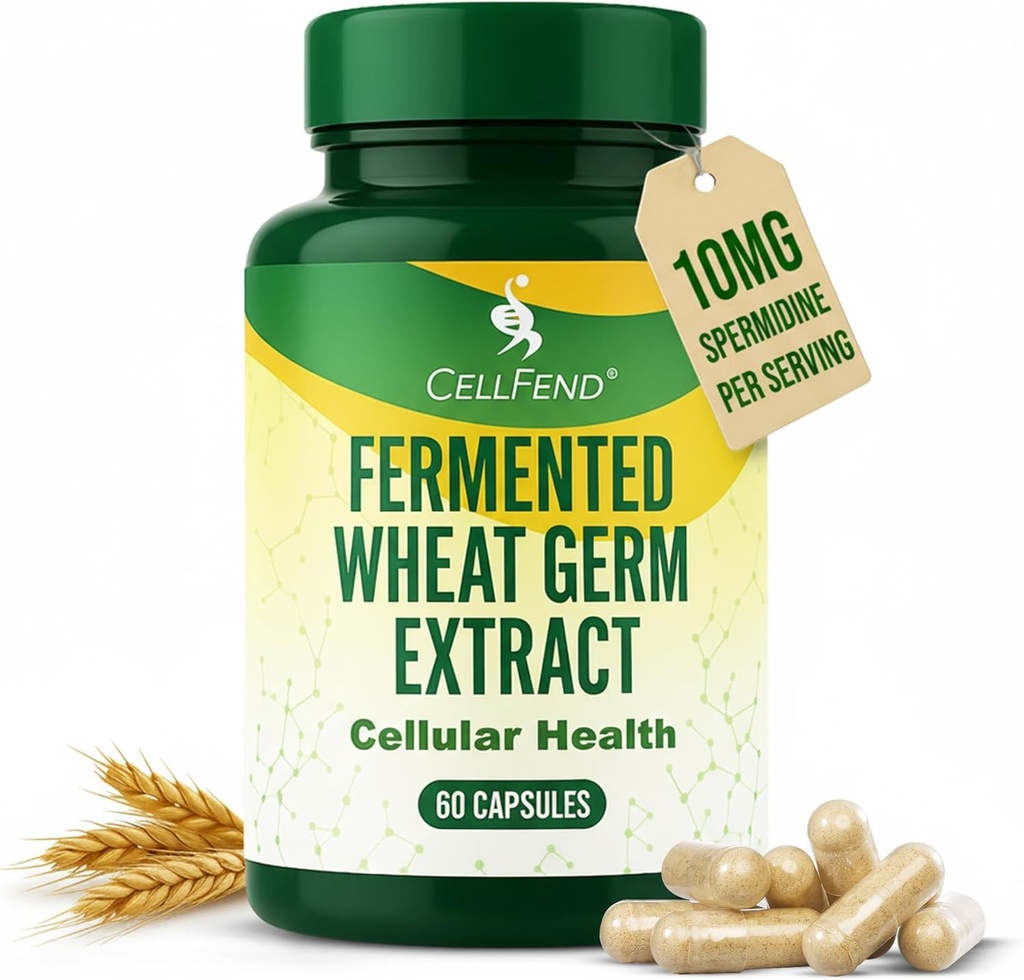 Spermidine Supplements for Men and Women – 10mg, 99% Purity, 1000mg Fermented Wheat Germ Extract for Cellular Renewal, Aging Defense, and Longevity Support – Autophagy Inducer – 60 Capsules