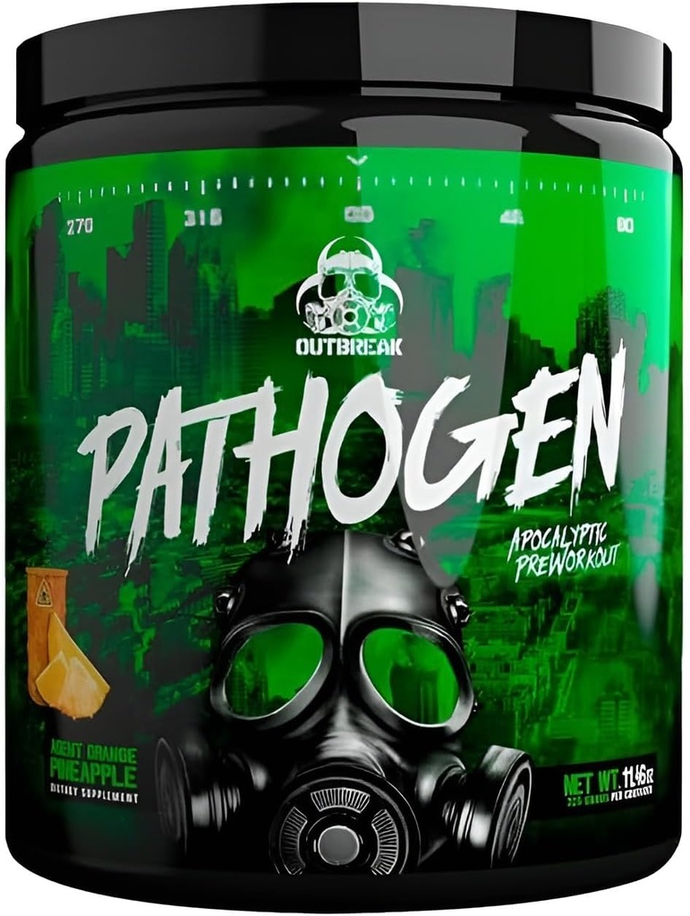 Pathogen προ προπόνηση - Ενδυνάμωση ενέργειας Preworkout σκόνη, ενέργεια που προκαλεί διεγερτικά και μυϊκή αντλία που προκαλεί ενώσεις (Agent Orange-Pineapple, 11,45 oz.)