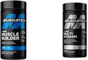 MuscleTech Muscle Builder with 400mg Peak ATP and Platinum Multivitamin with Amino Support Matrix and Vitamin C - Muscle Building and Immune Support Supplement Bundle for Men and Women