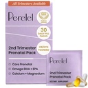 Perelel 2ο Trimester Prenatal Pack, Πολυβιταμίνη με Μαγνήσιο, Ωμέγα 3, Σιδήρος & Ασβέστιο, Διατροφική Υποστήριξη για το Δεύτερο Trimester Wellness, Soy & Gluten Free, Μη ΓΤΟ, 30 Daily Pill Packs