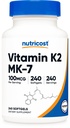 Nutricost Βιταμίνη K2 MK-7 100 mcg, 240 Softgels - Χωρίς γλουτένη και μη GMO MK7