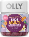 OLLY παιδιά Multivitamin & Probiotic, Limited Edition, Digestive Support, Βιταμίνες A, D, C, E, B, ψευδάργυρος, Chewable συμπλήρωμα, ζάχαρη Plummy - 40ct
