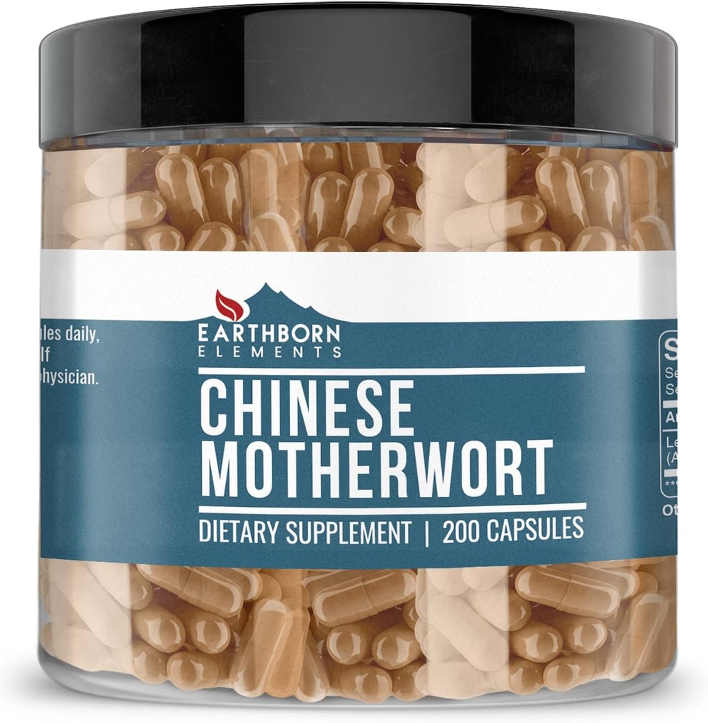 Earthborn Elements Chinese Motherwort 200 Κάψουλες, Καθαρά & Αδιάλυτα, Χωρίς Πρόσθετα