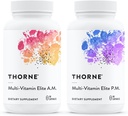THORNE - Multi-Vitamin Elite - Καθημερινή συμπλήρωμα διατροφής - AM Formula Υποστηρίζει Cellular Energy Production &PM Formula Υποστηρίζει Restful Sleep* - Χωρίς γλουτένη, χωρίς γαλακτοκομικά - 180 κάψουλες - 30 Σερβιέτες