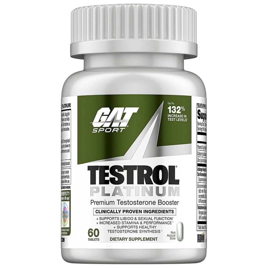 Testrol Platinum, Test Booster για άνδρες από GAT Sport Stamina + Libido + Testosterone Boost, Boron, Βιταμίνη D, Ψευδάργυρος, 60 δισκία