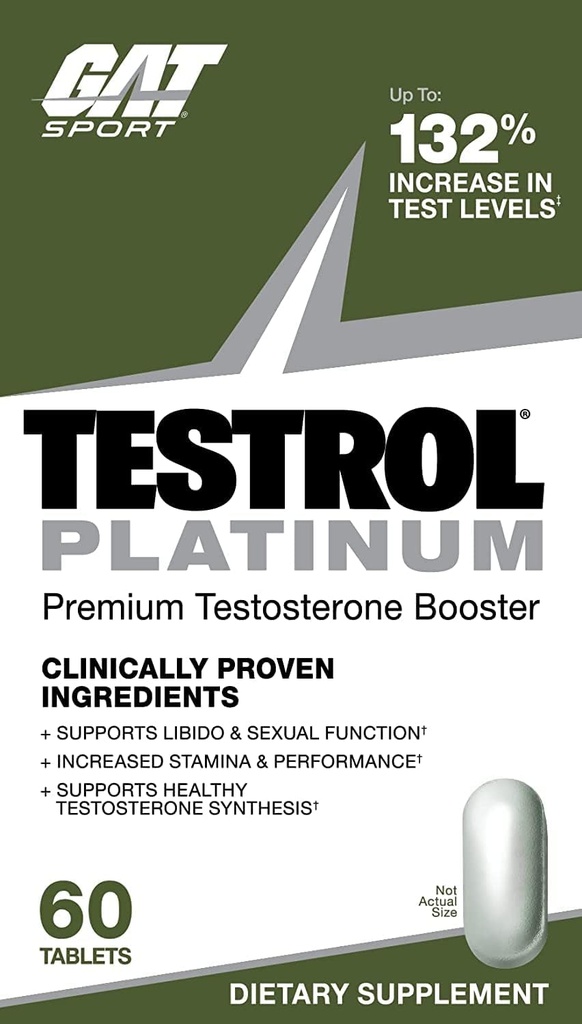 Testrol Platinum, Test Booster για άνδρες από GAT Sport Stamina + Libido + Testosterone Boost, Boron, Βιταμίνη D, Ψευδάργυρος, 60 δισκία