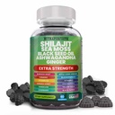 Shilajit Gummies με Ιρλανδική Θάλασσα Moss Μαύρο Έλαιο Σπέρματος Ashwagandha Ginger Elderberry Βιταμίνη D3 Chlorophyl Turmeric Bladderwrack Σύνθετη Formula δύναμη Resin Shilajit για άνδρες και γυναίκες