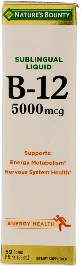 Nature's Bounty B-12 5000 mcg Υπογλώσσια Υγρή Ενέργεια Υγεία 2 oz ( Συσκευασία των 4)