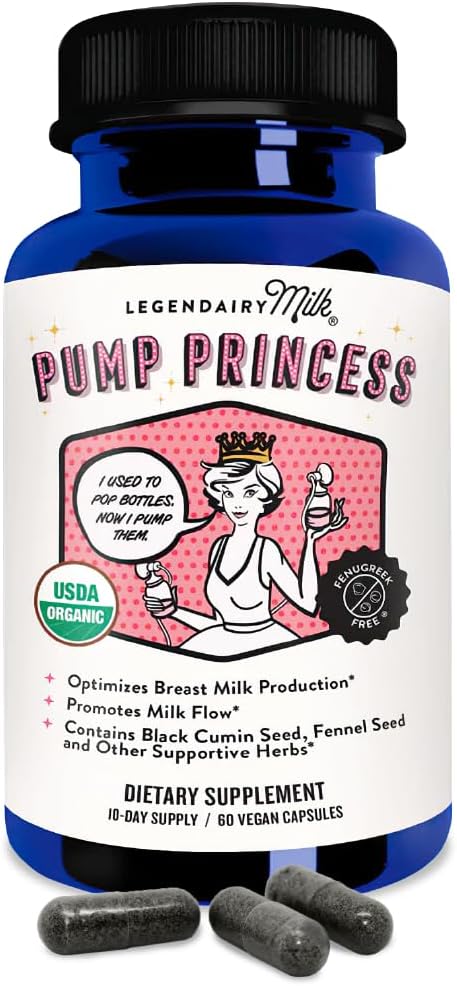 Legendairy Γάλα Αντλία Princess Γαλουχία συμπλήρωμα - Συμπληρώματα Θηλασμός για την αύξηση της προσφοράς γάλακτος και τη ροή γάλακτος - Βιολογικό Μαύρο Κύμινο, μάραθο και άνηθο Σπόροι, Fenugreek Δωρεάν - 60 κάψουλες