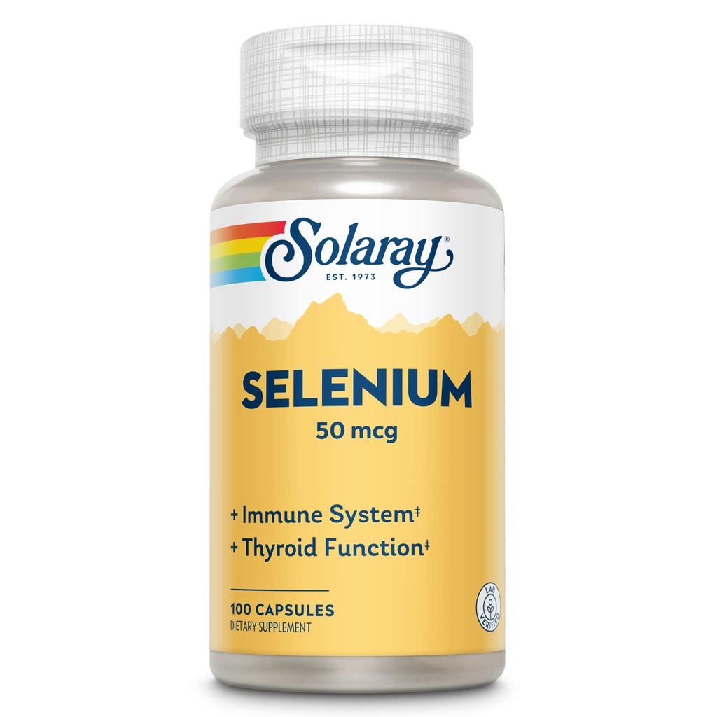 Solaray Selenium 50 mcg, Υγιές ανοσοποιητικό σύστημα, Θυρεοειδής λειτουργία & Αντιοξειδωτική υποστήριξη, 100 κάψουλες