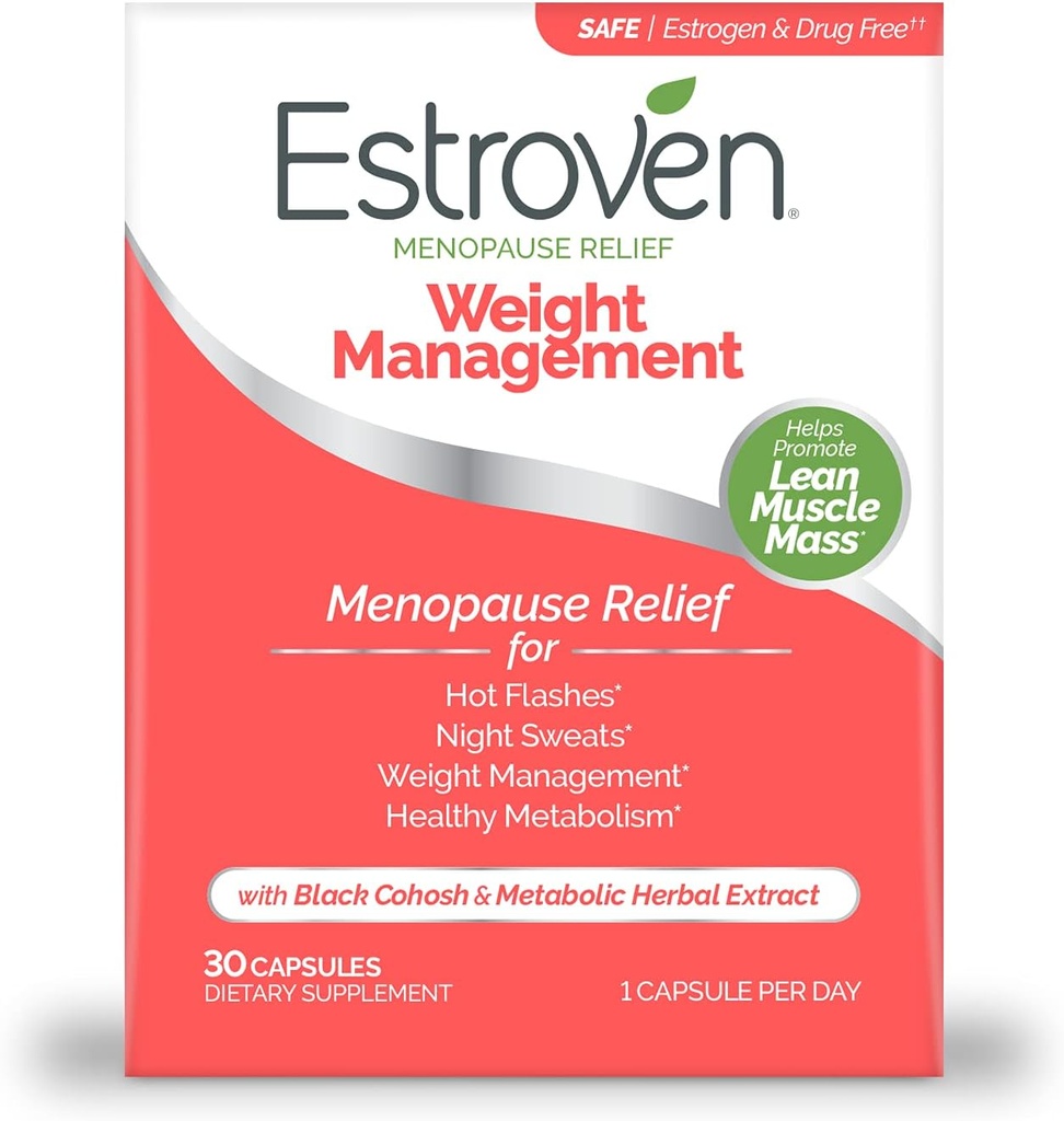 Estroven Weight Management for Emenopause Relief - 30 Ct. - Κλινικά Αποδεδειγμένα Συστατικά Βοήθεια Διαχείριση Βάρος, Παροχή Νυχτερινών Ιδρυμάτων & Hot Flash Relief* Χωρίς φάρμακα & Χωρίς γλουτένη