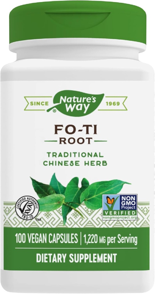 Nature's Way Fo-Ti Root, Παραδοσιακό Κινέζικο Βότανο, 1.220 mg ανά μερίδα, 100 Κάψουλες Vegan