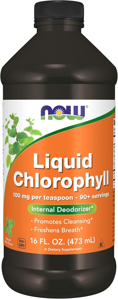 NOW Foods Supplements, Liquid Chlorophyll, Super Concentrated, Internal Deodorizer*,Boost Energy, Mint Flavor, 16-Ounce