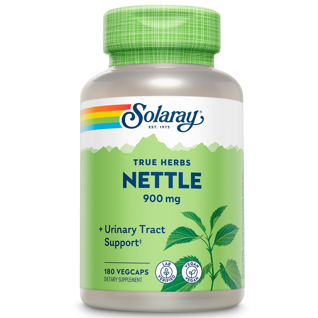 SOLARAY Φύλλο Νέτλ 450mg Υγιεινό Νεφρό, Ουρολοίμωξη και Προστάτης Υποστήριξη Παραδοσιακή Χρήση για Υγιεινή Αλλεργία Ανταπόκριση & Αναπνευστική Ευεξία 180 CT