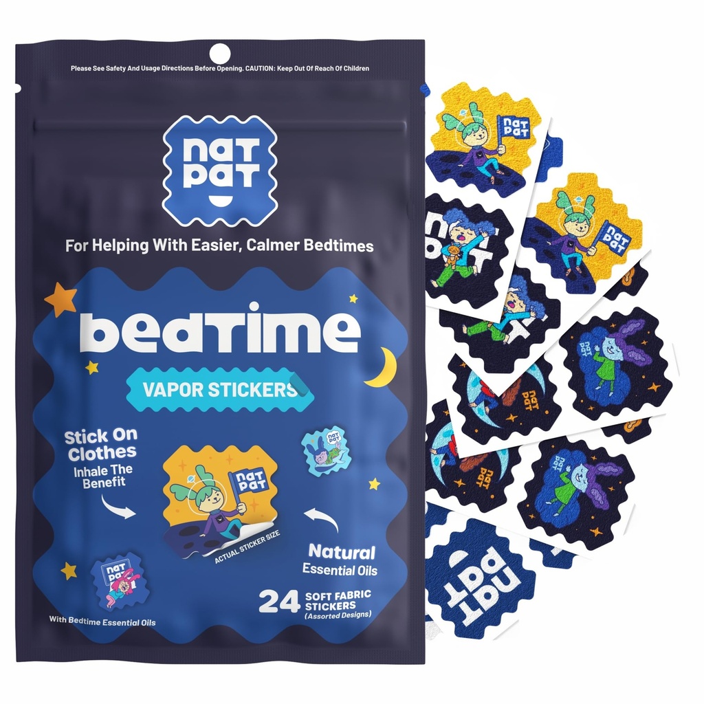 NATPAT Sleepy Patch Bed Time Stickers for Kids - Sleep Promotion Patch - Μη Τοξική Λύση για Καλύτερο Ύπνο - Χημικά & Χωρίς Ναρκωτικά, Χωρίς Μελατονίνη - Buzz Patch Natural Patch (24 Pack)