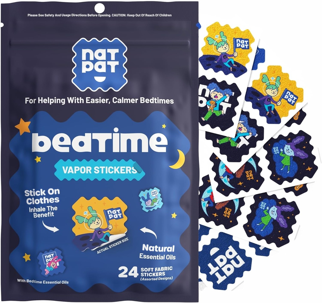 NATPAT Sleepy Patch Bed Time Stickers for Kids - Sleep Promotion Patch - Μη Τοξική Λύση για Καλύτερο Ύπνο - Χημικά & Χωρίς Ναρκωτικά, Χωρίς Μελατονίνη - Buzz Patch Natural Patch (24 Pack)