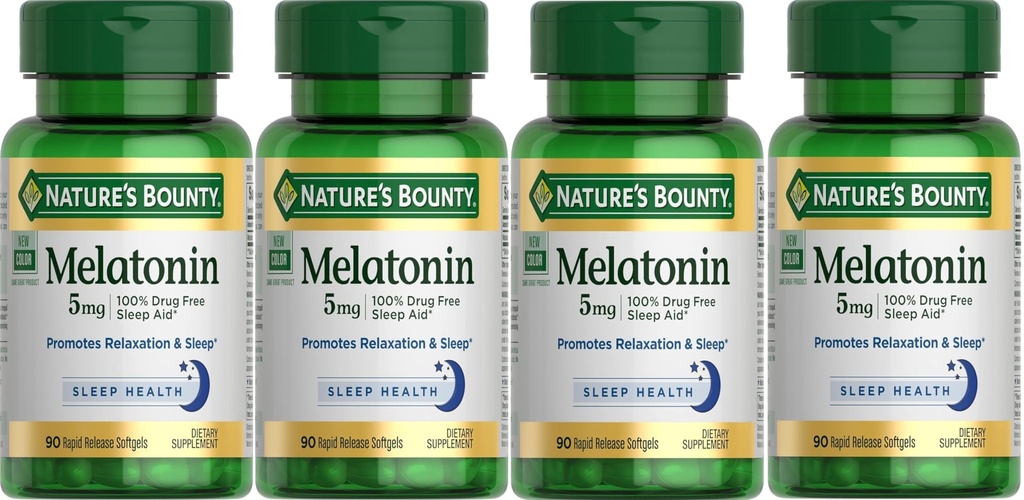 Nature's Bounty Super Strength Melatonin 5 mg Softgels 90 ea (Pack of 4)