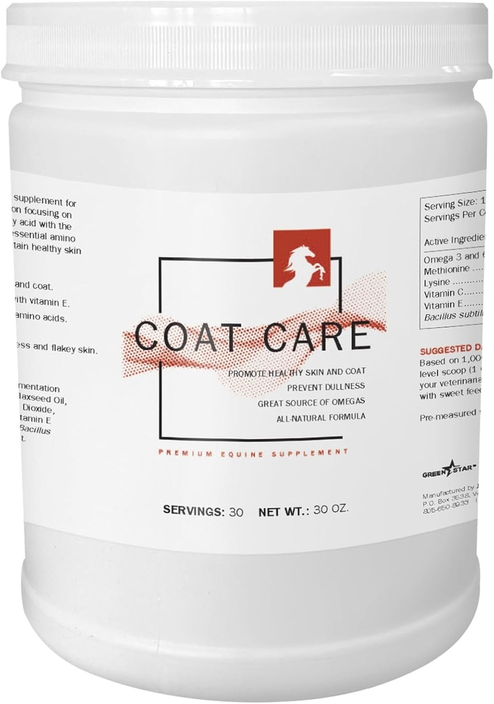 Πράσινο αστέρι, Coat CareTM, συμπλήρωμα ιπποειδών σκόνης, πρόσθετη ύλη ζωοτροφών, 2 Lbs