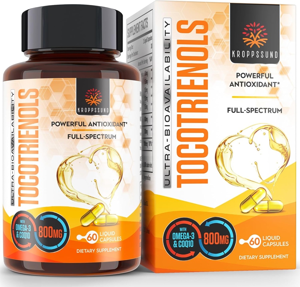Kroppssund Tocotrienols 800mg συμπλήρωμα πλούσια σε τοκοτριενόλες βιταμίνης Ε - 60 ρευστές κάψουλες