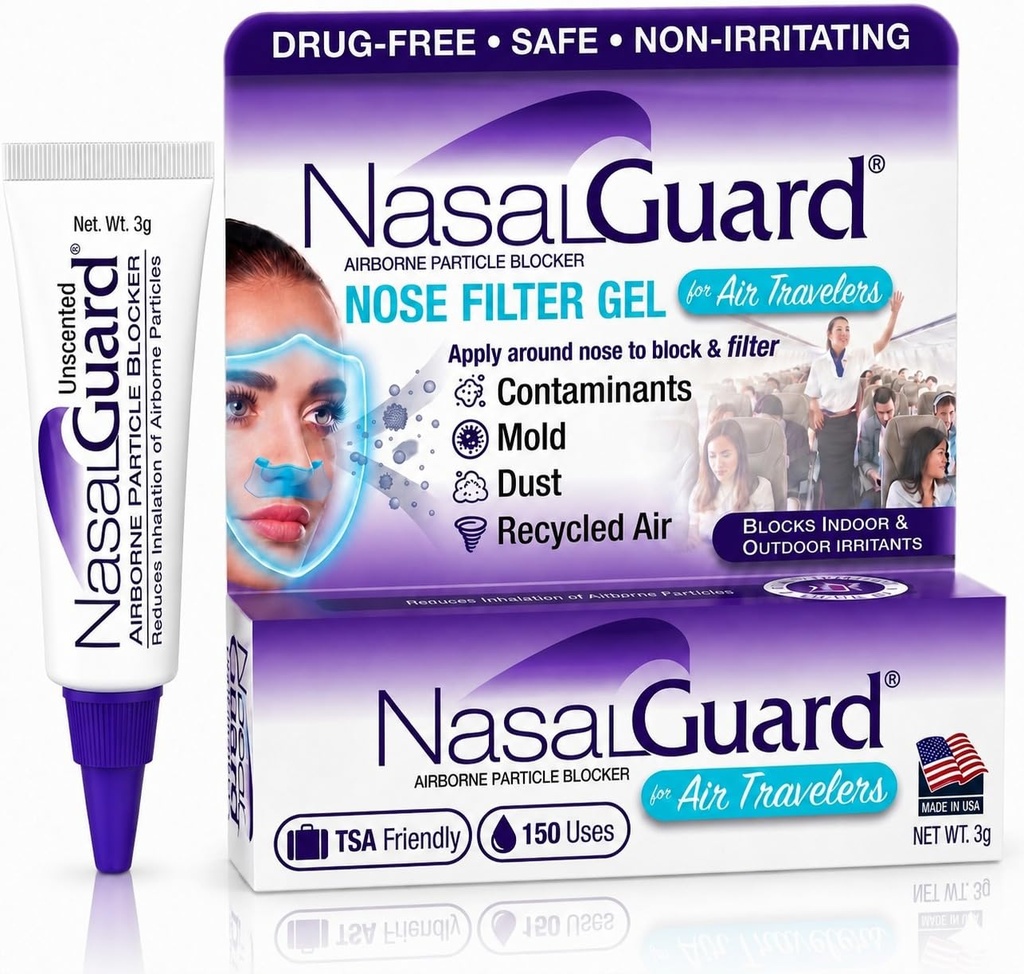 Αερομεταφερόμενος φραγμός σωματιδίων Nasal Gel για τους αεροταξιδιώτες - Χωρίς ναρκωτικά, μη ερεθιστική, μη νυσταγμένη, Airplane Travel Εγκεκριμένο (Απροσδόκητο) - Πάνω από 150 Εφαρμογές ανά σωλήνα (0.1 oz, Pack of 1)
