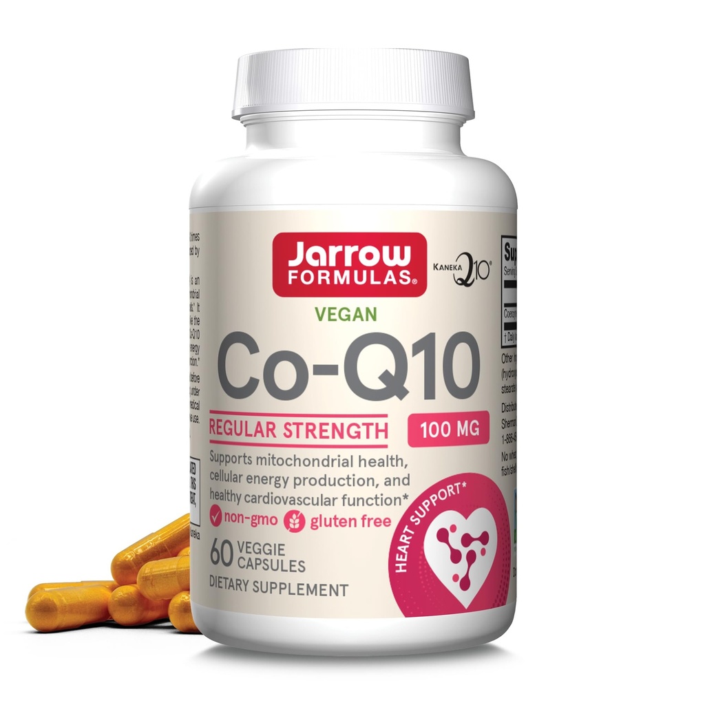 Jarow Formulas Co-Q10 100 mg - Αντιοξειδωτική Υποστήριξη για τη Μιτοχονδριακή Υγεία, Κυτταρική Ενέργεια Παραγωγή & Υγιής Καρδιαγγειακή Λειτουργία - 60 Κάψουλες λαχανικών - Μη ΓΤΟ - Χωρίς γλουτένη
