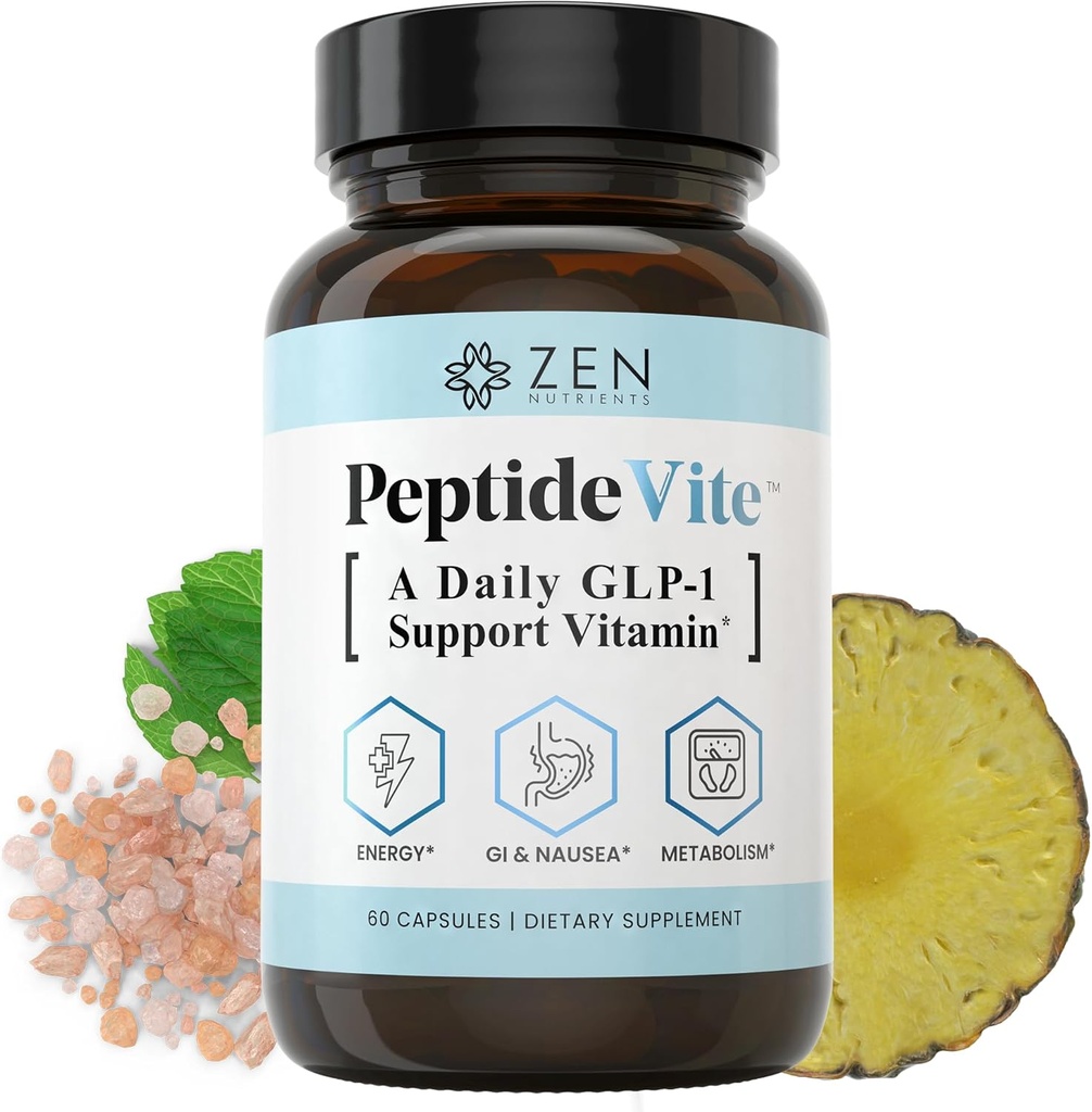 Zen Nutrients PeptideVite GLP-1 Υποστήριξη Βιταμίνη για την υγεία των ούρων με προβιοτικά, Bromelain, Chromium Picolinate & Organic Ginger (60 κάψουλες)