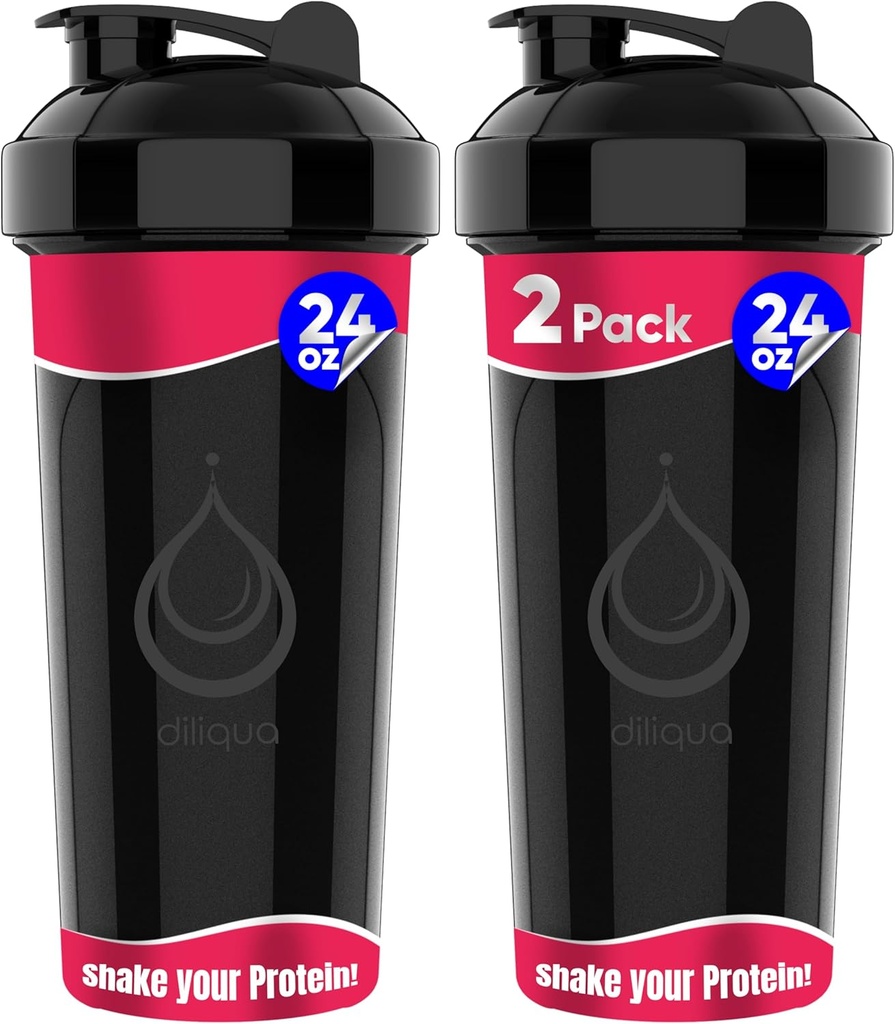 2 PACK, Διπλά μπουκάλια 24 oz shaker με ισχυρό σύρμα Whisks για τα μείγματα πρωτεϊνών 