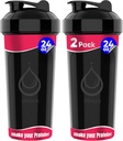 2 PACK, Διπλά μπουκάλια 24 oz shaker με ισχυρό σύρμα Whisks για τα μείγματα πρωτεϊνών 