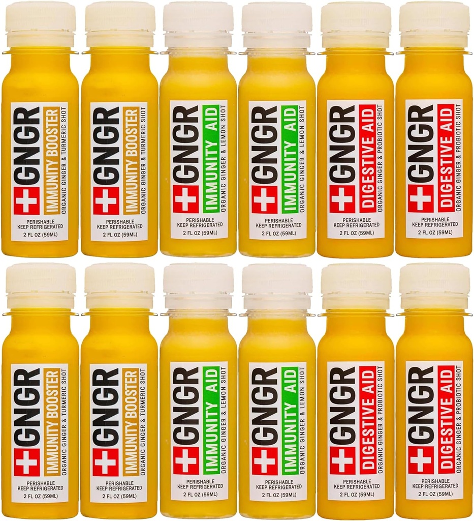 +GNGR Ανοσία Δείκτης Βιολογικό Ginger Wellness Shots - Premium Ginger Shots για όλα τα φυσικά Digestive Υποστήριξη και ανοσοποιητική υποστήριξη, Digestive Aid, Gut Cleanse και Detox 2 fl oz (Pack of 12)
