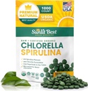 Sunlit Best Chlorella Spirulina Tablets - Organic USDA, Premium Spirulina και Chlorella Tablets 1000 Count - Sun Chlorella Pure Natural Superfood με Άλγη, Ένζυμα Χλωροφύλλης & Vegan Protein