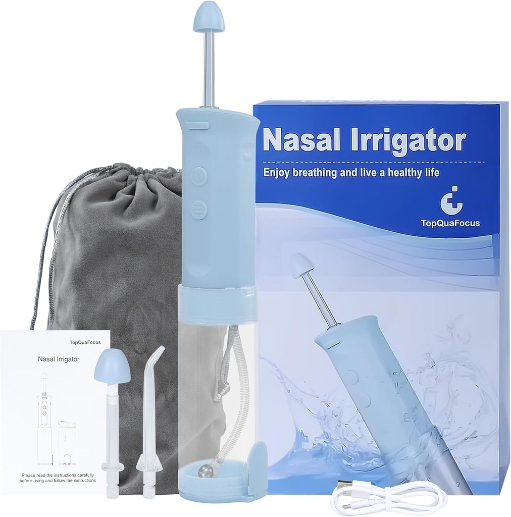 TopQuaFocus Ρινική Άρδευση Sinus Rinse System Nasal Irrigator with Telescopic Water Tank Neti Pot Συνδυασμός Versatile Water Flosser Nose Washer 3 Nozzles 3 Modes Nose Cleaner for Adult & Kid