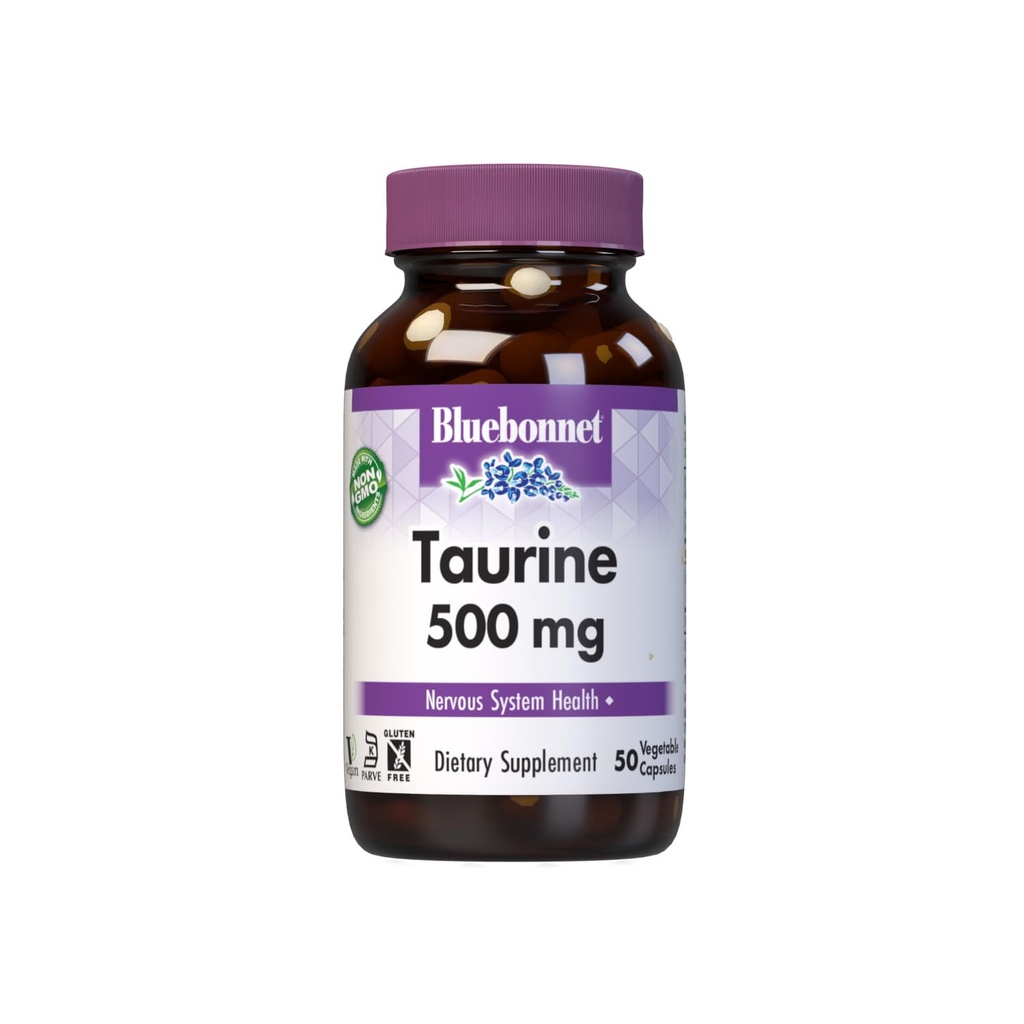 Bluebonnet Taurine 500 mg Βιταμίνη Κάψουλες, 50 Count
