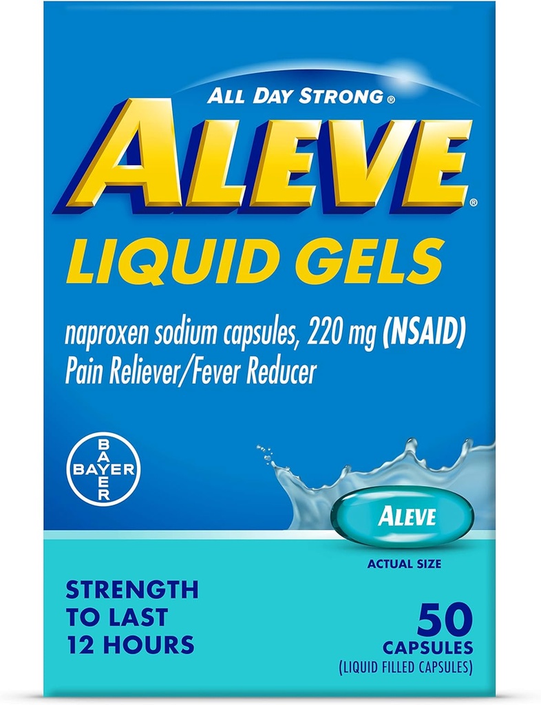 Aleve Liquid Gels, Naproxen Sodium for Pain Relief ‐ 50 Count