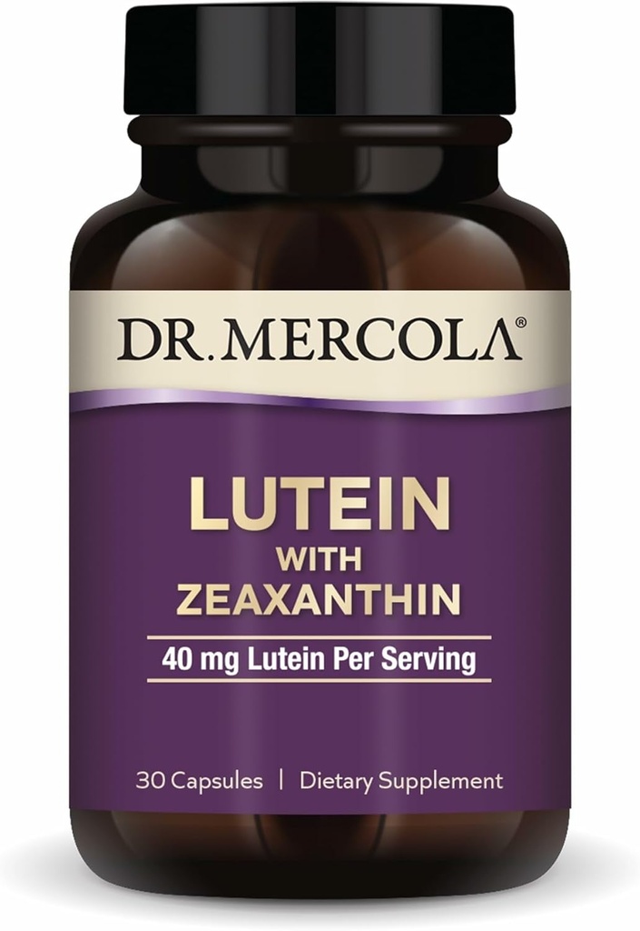 Δρ. Mercola Lutein με Zeaxanthin, 30 Υπηρεσίες (30 κάψουλες), 40 mg Lutein ανά υπηρεσία, συμπλήρωμα διατροφής, υποστηρίζει την υγεία και τη γνωστική λειτουργία όρασης, μη ΓΤΟ