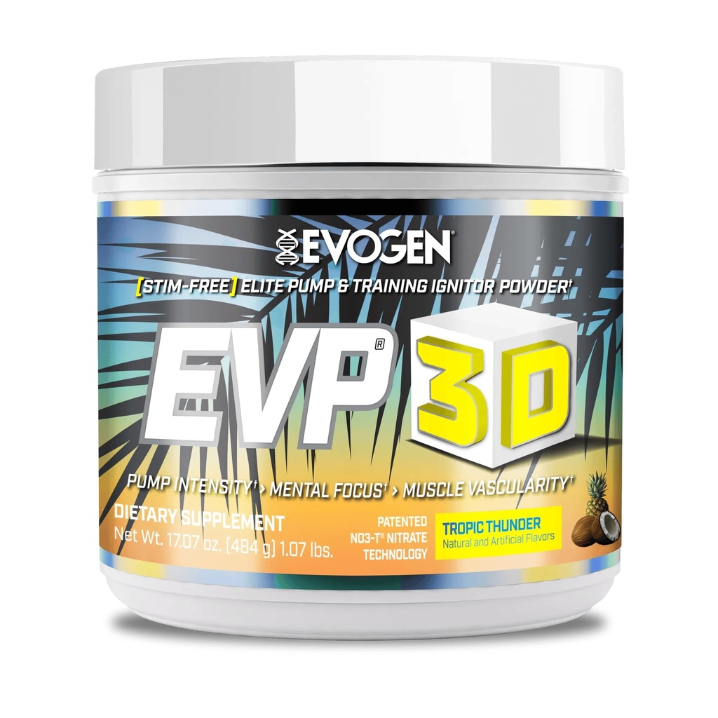Evogen EVP 3D - Stim Free Pre Workout Powder for Men & Women | Sugar Free Non Stim Preworkout with Beta Alanine and Creatine for Energy & Pump | Tropic Thunder | 40 Servings