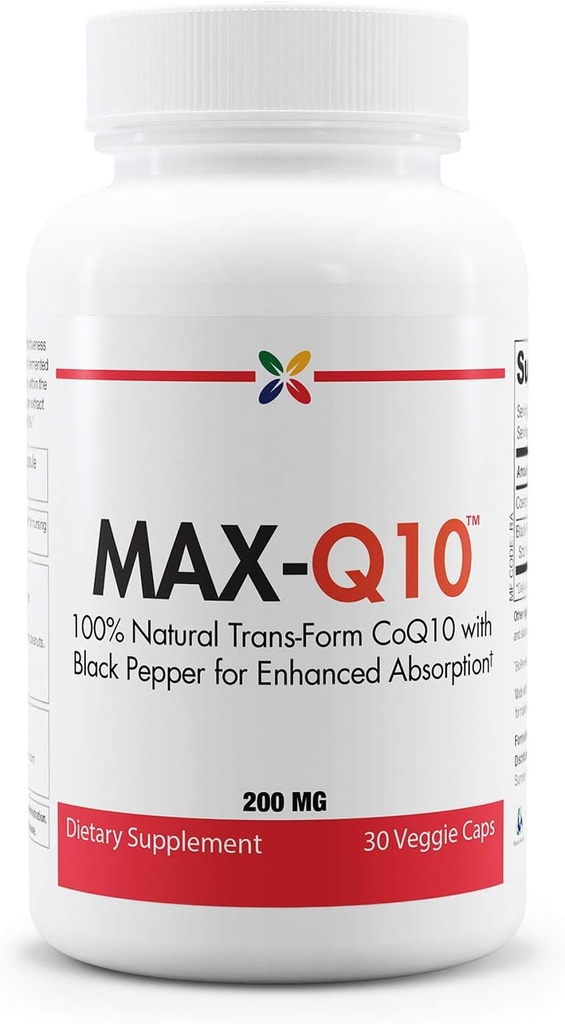 Διακοπή γήρανσης Τώρα MAX-Q10 Συνένζυμο Formulated with Kaneka Q10 and Enhanced BioPerine Black Pepper Extract for High Absorption, Heart Health, Energy Production 200 mg Κάψουλες
